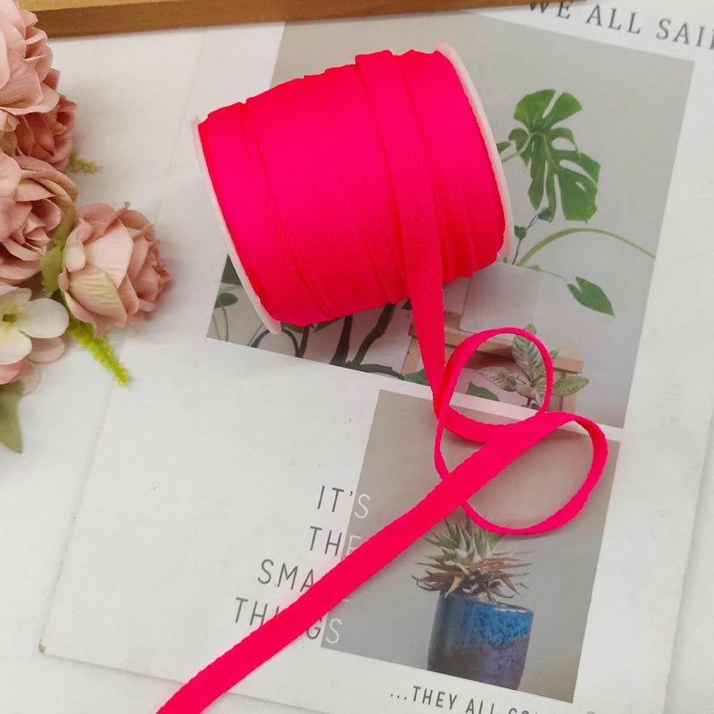 Evora 3/8 Inch Herringbone Twill Tape - 25 Yards Polyester Cotton Fabric Trim, 1mm Thick Durable Soft Webbing Strap for Sewing & Garment, Crafting- Flat Double Fold Bias Tape (Hot Pink 012) - Image 5